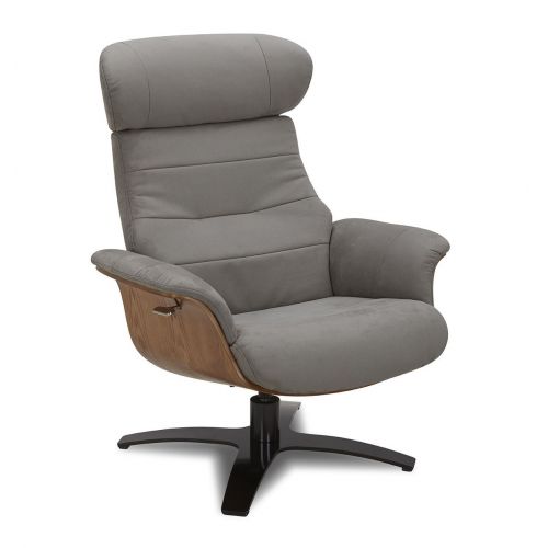 Fauteuil et Pouf relax manuel - Tissu ou Velours et Chêne Naturel - VEGA