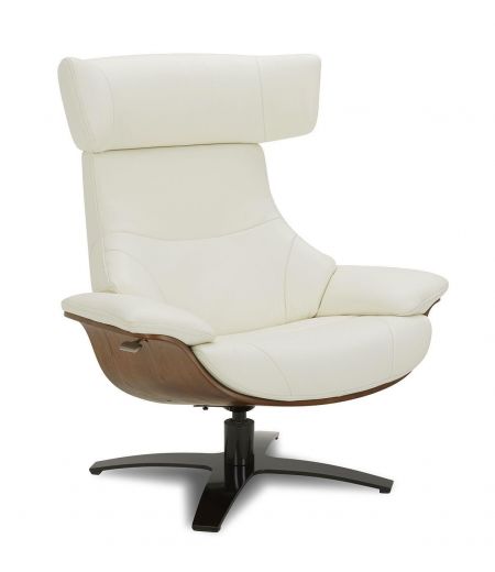 copy of Sillón y puf de piel roja y roble natural - NAOS