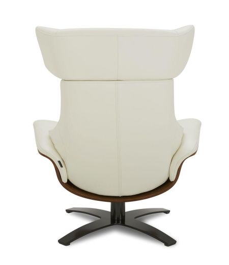 copy of Sillón y puf de piel roja y roble natural - NAOS