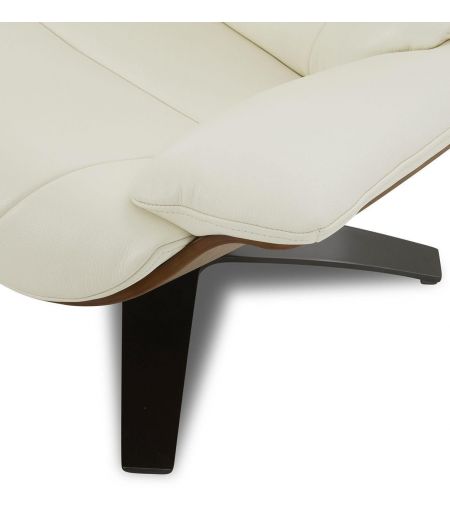 copy of Sillón y puf de piel roja y roble natural - NAOS