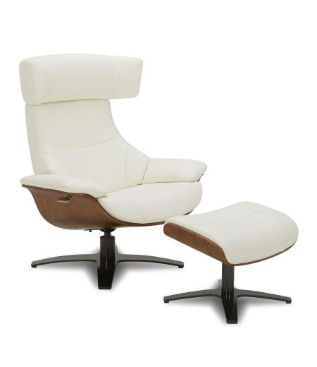 copy of Sillón y puf de piel roja y roble natural - NAOS