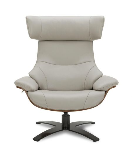 copy of Sillón y puf de piel roja y roble natural - NAOS