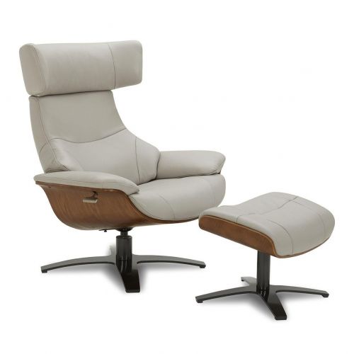 copy of Sillón y puf de piel roja y roble natural - NAOS