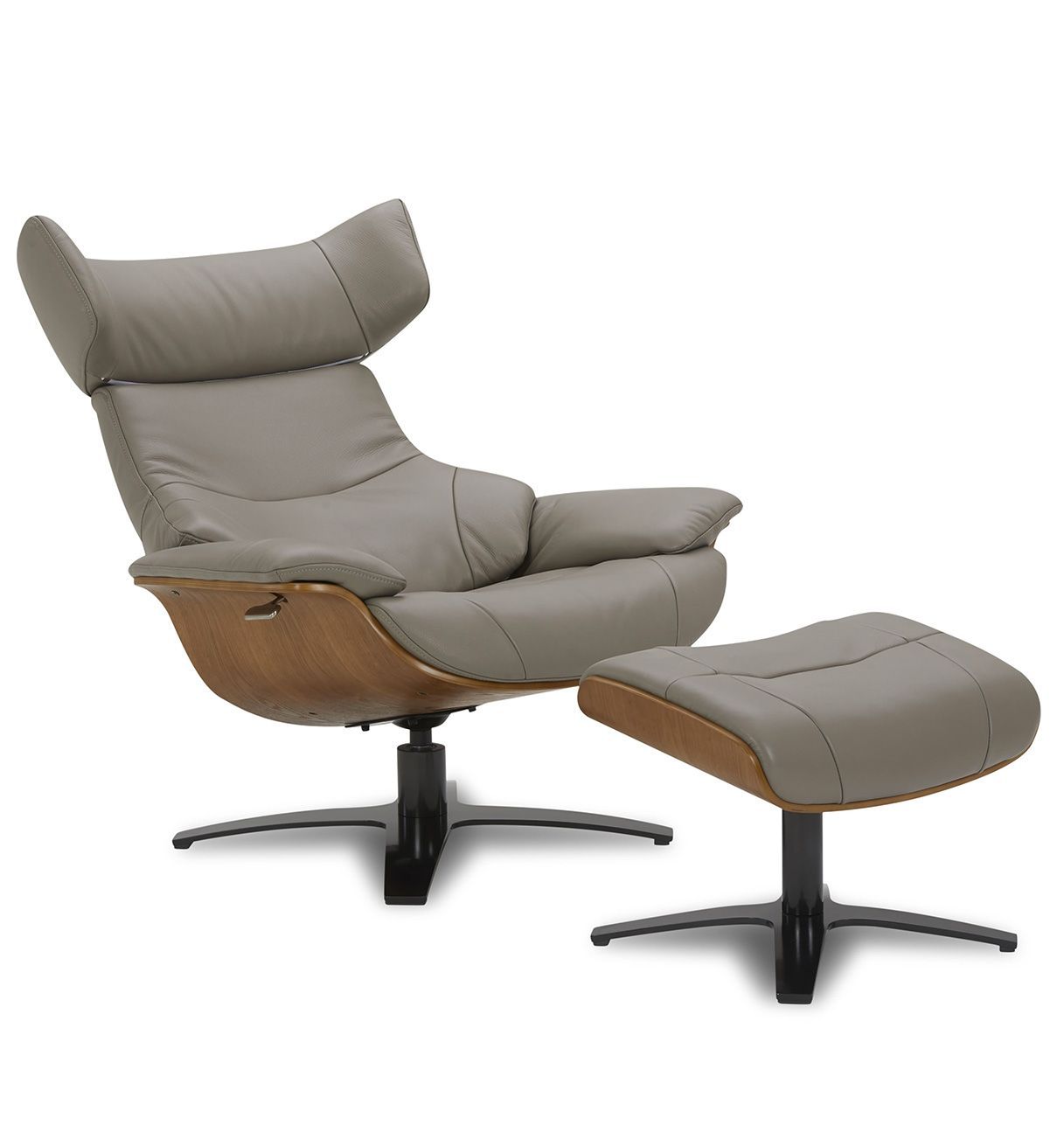 copy of Sillón y puf de piel roja y roble natural - NAOS