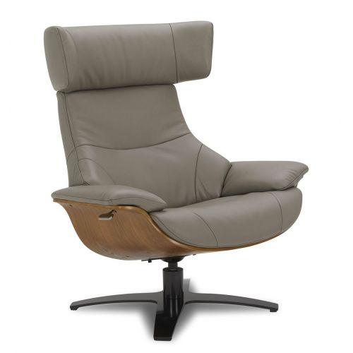 copy of Sillón y puf de piel roja y roble natural - NAOS