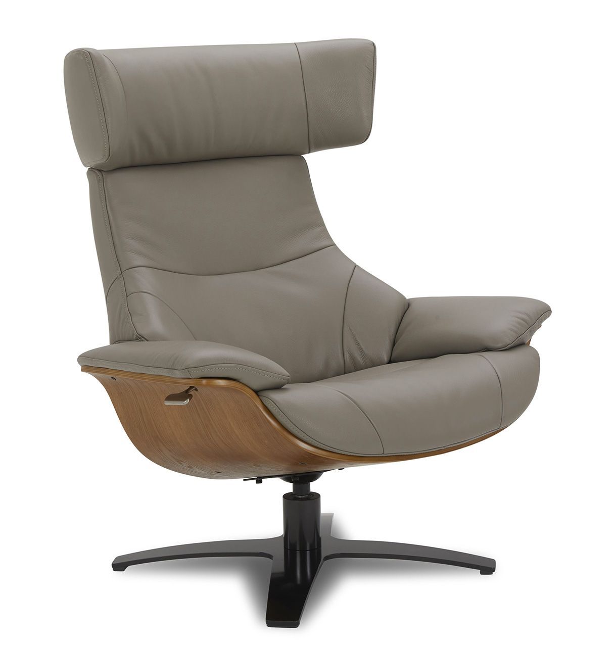 copy of Sillón y puf de piel roja y roble natural - NAOS