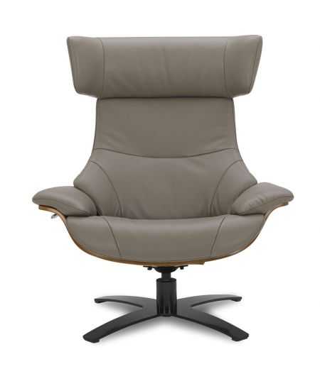 copy of Sillón y puf de piel roja y roble natural - NAOS