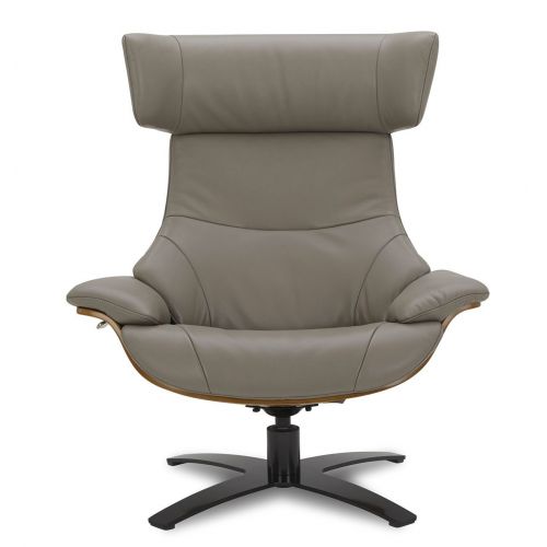 copy of Sillón y puf de piel roja y roble natural - NAOS