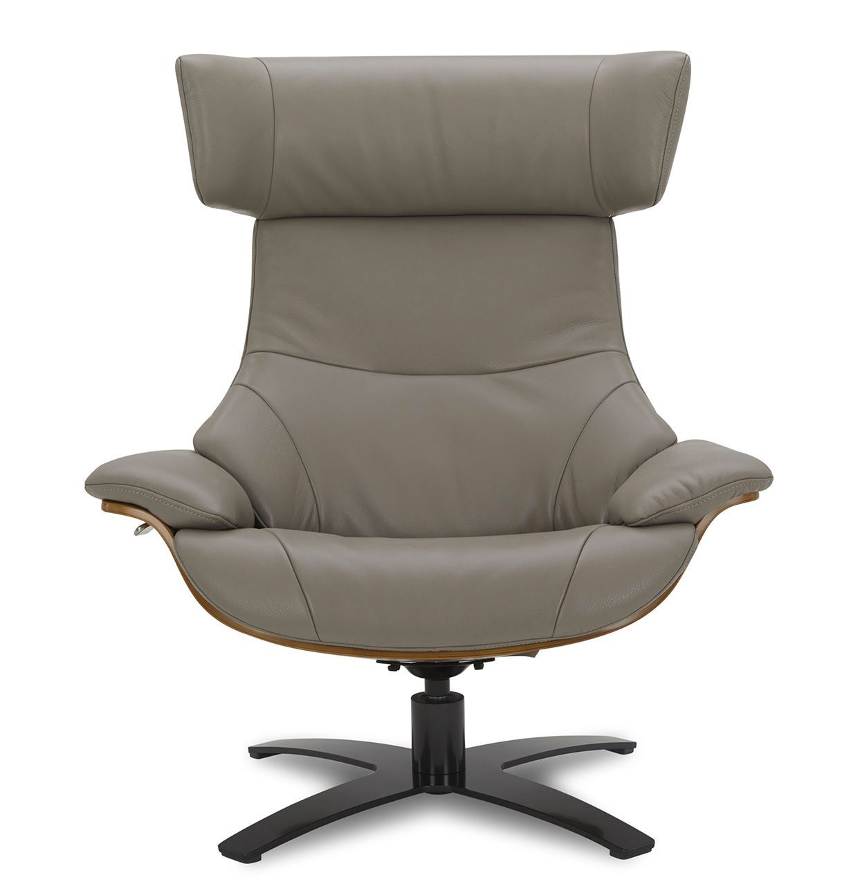 copy of Sillón y puf de piel roja y roble natural - NAOS