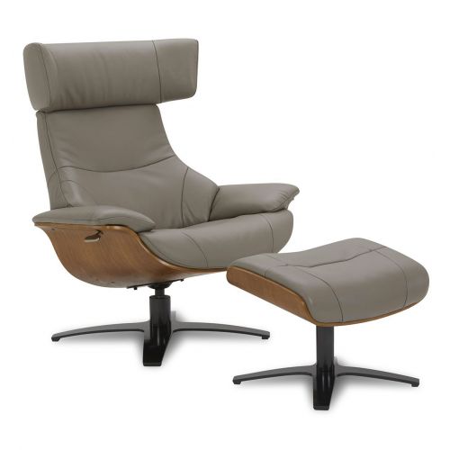 copy of Sillón y puf de piel roja y roble natural - NAOS