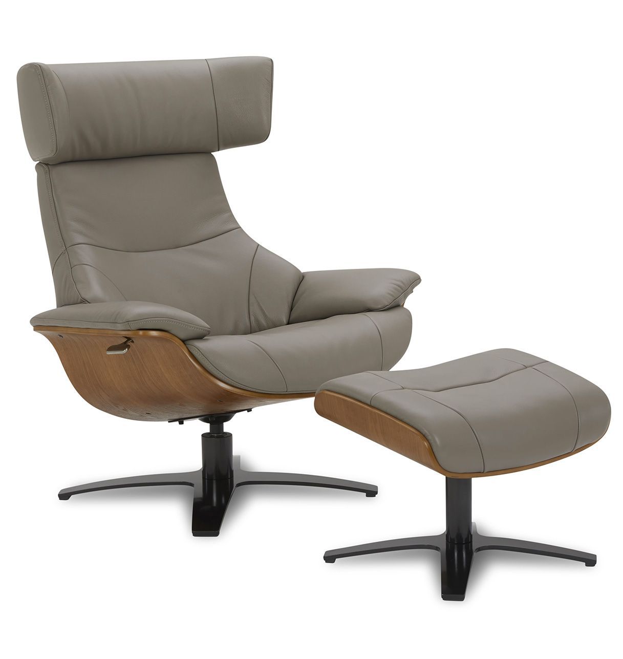 copy of Sillón y puf de piel roja y roble natural - NAOS