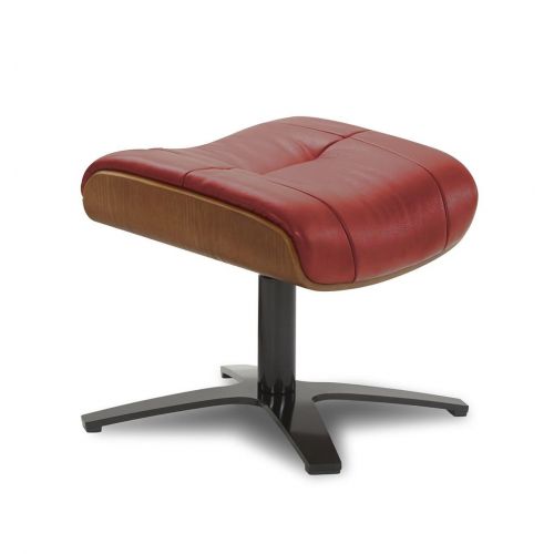 Ensemble fauteuil + pouf cuir et chêne naturel - Naos