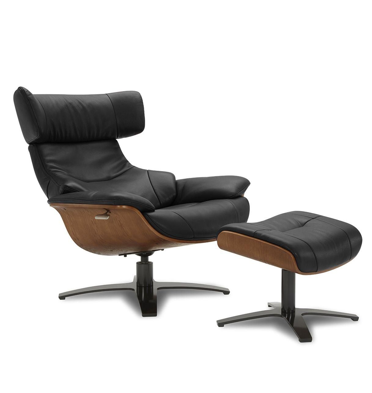 copy of Sillón y puf de piel roja y roble natural - NAOS