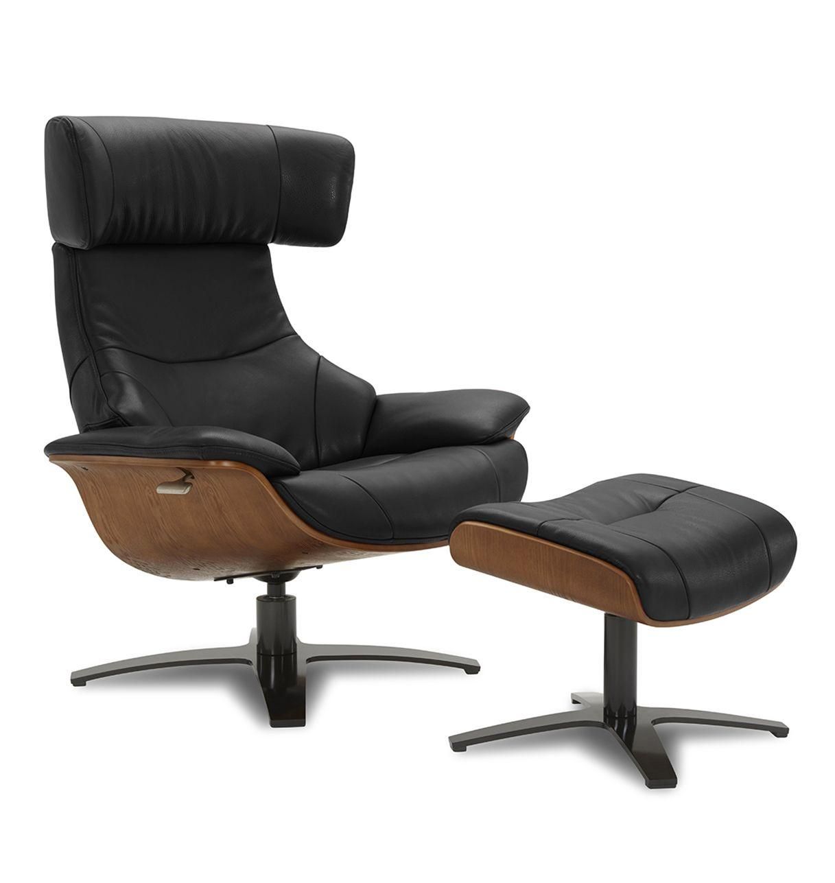 copy of Sillón y puf de piel roja y roble natural - NAOS