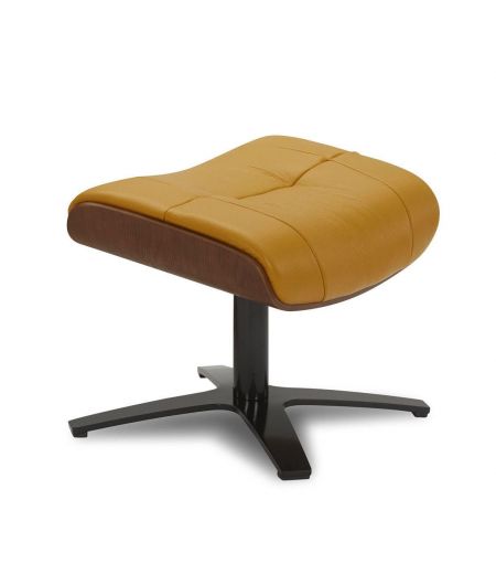 copy of Sillón y puf de piel roja y roble natural - NAOS