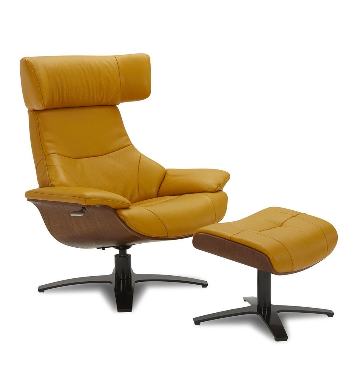 copy of Sillón y puf de piel roja y roble natural - NAOS