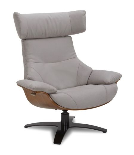 copy of Sillón y puf de piel roja y roble natural - NAOS