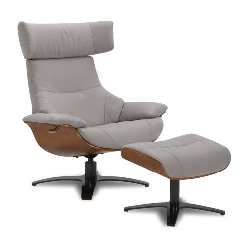 copy of Sillón y puf de piel roja y roble natural - NAOS