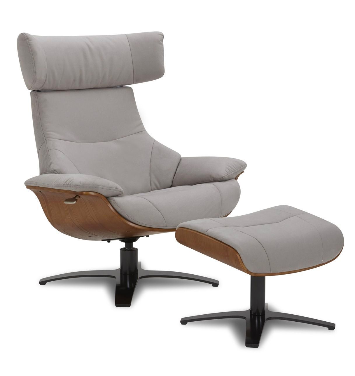 copy of Sillón y puf de piel roja y roble natural - NAOS