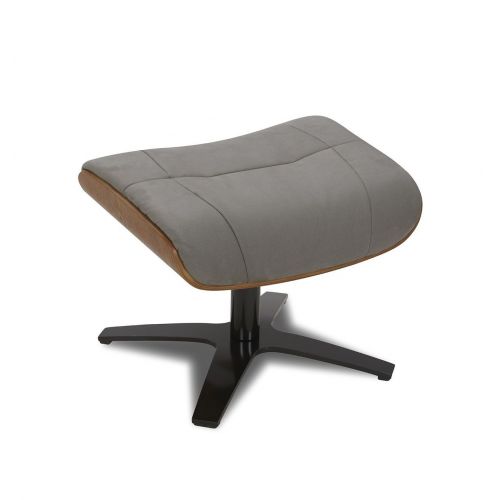 Ensemble Fauteuil + Pouf Microfibre et Chêne Naturel - Naos