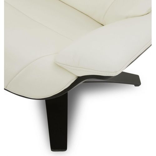 Ensemble fauteuil + pouf cuir et chêne noir - Naos