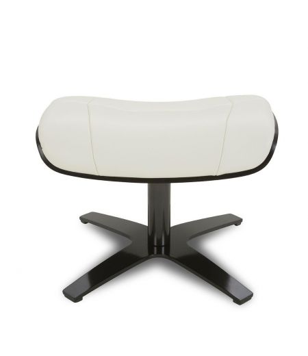 Ensemble fauteuil + pouf cuir et chêne noir - Naos