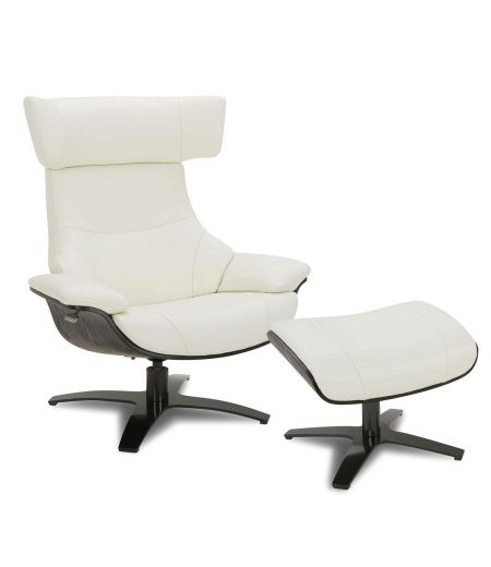 copy of Sillón y puf de piel roja y roble natural - NAOS