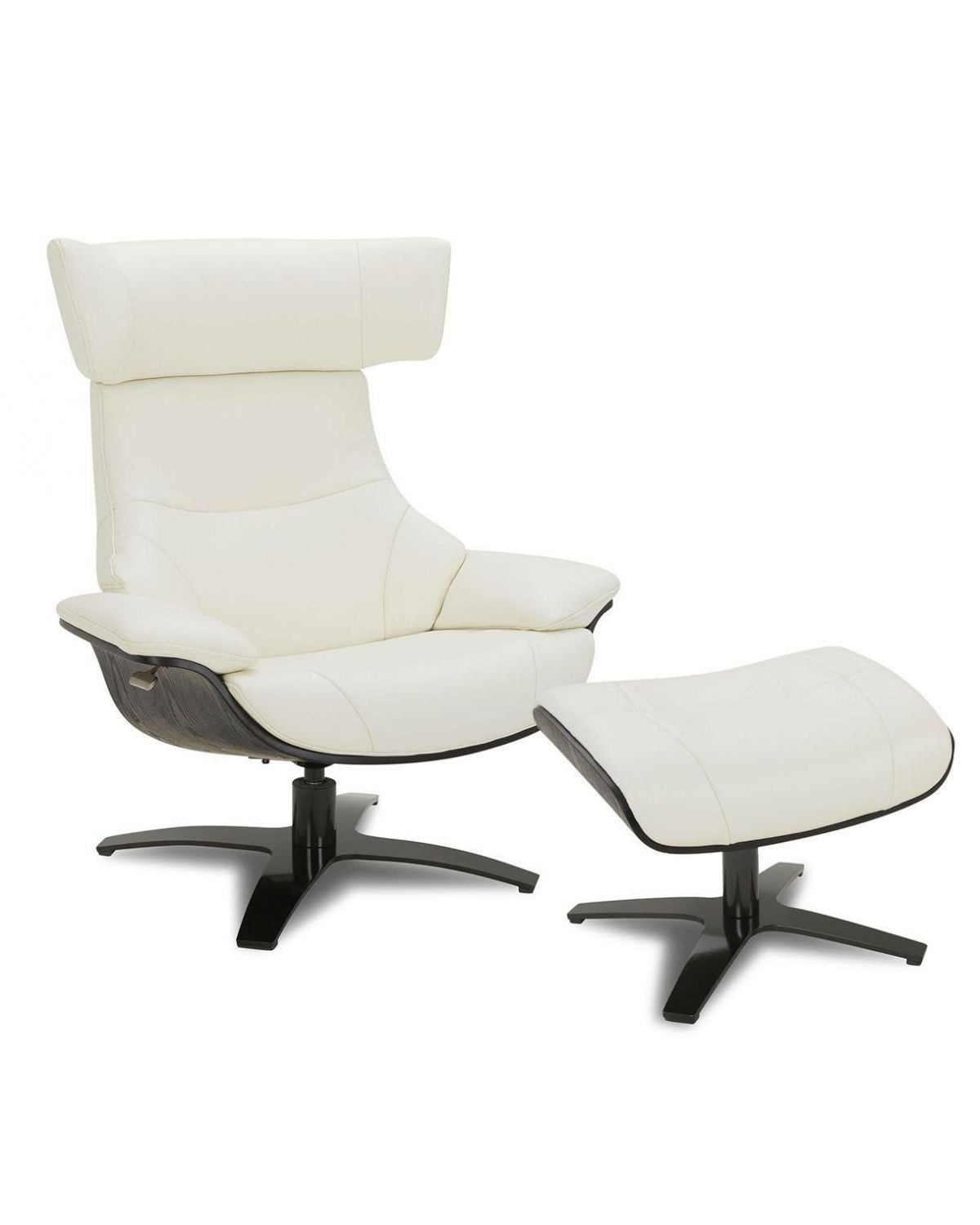 copy of Sillón y puf de piel roja y roble natural - NAOS