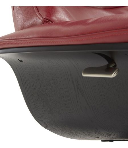 copy of Sillón y puf de piel roja y roble natural - NAOS