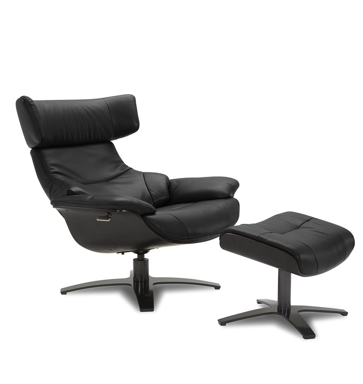 copy of Sillón y puf de piel roja y roble natural - NAOS