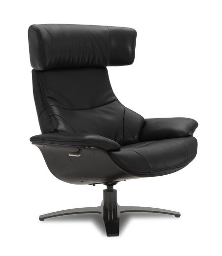 copy of Sillón y puf de piel roja y roble natural - NAOS