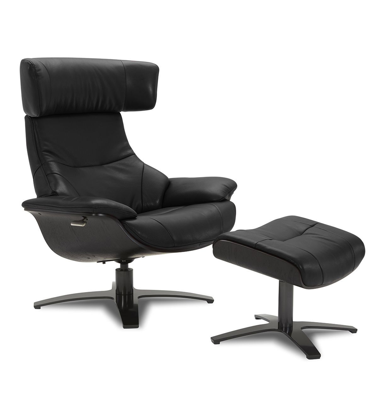 copy of Sillón y puf de piel roja y roble natural - NAOS