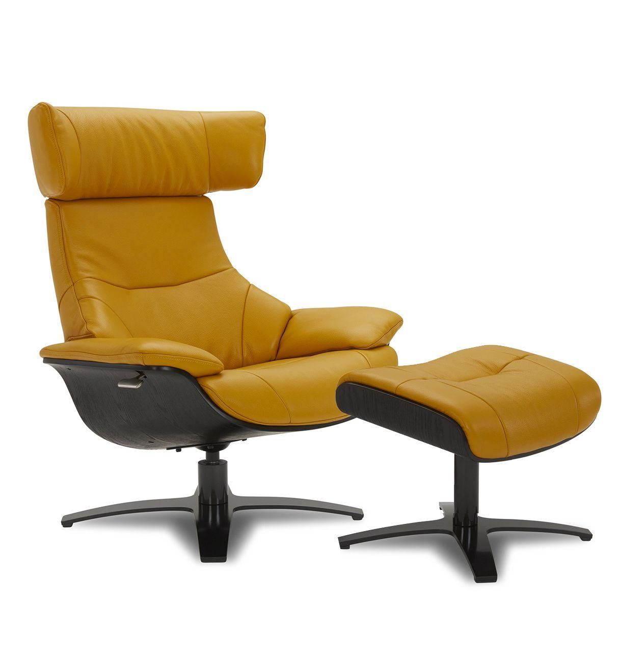 copy of Sillón y puf de piel roja y roble natural - NAOS