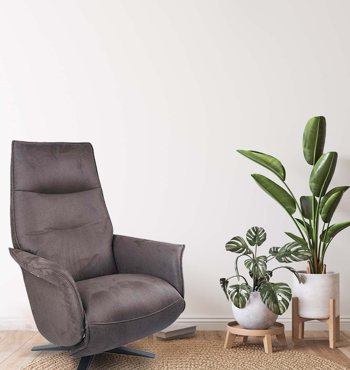 SATURNE - Sillón de relajación de diseño eléctrico con dos motores de microfibra