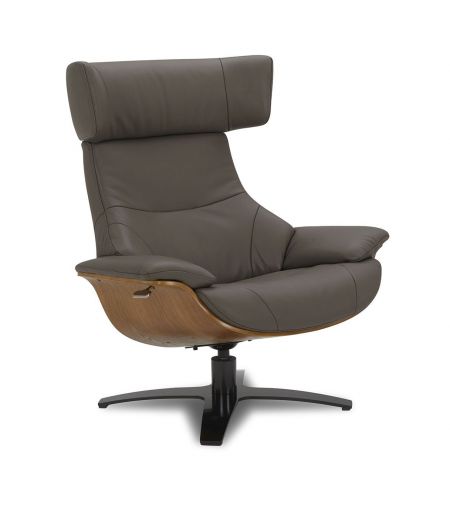 Armchair in leather and Natural oak - Naos - Anthracite