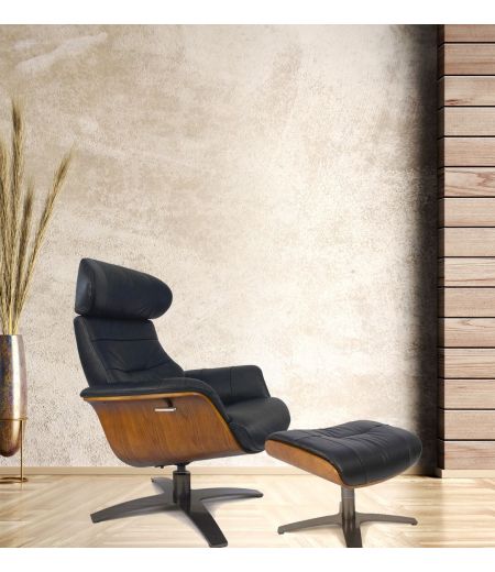 copy of Fauteuil et Pouf relax manuel - Tissu et Chêne Naturel - Aludra