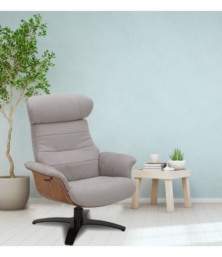 Fauteuil Microfibre et Chêne Naturel - Véga