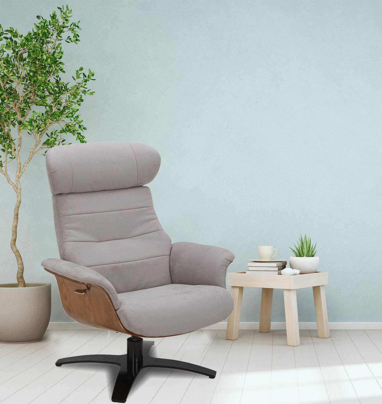 Sillón de Microfibra y roble natural - Vega