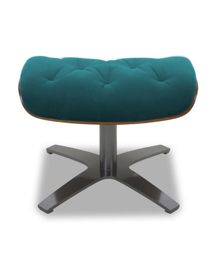 Fabric and Natural Oak Pouffe - Aludra