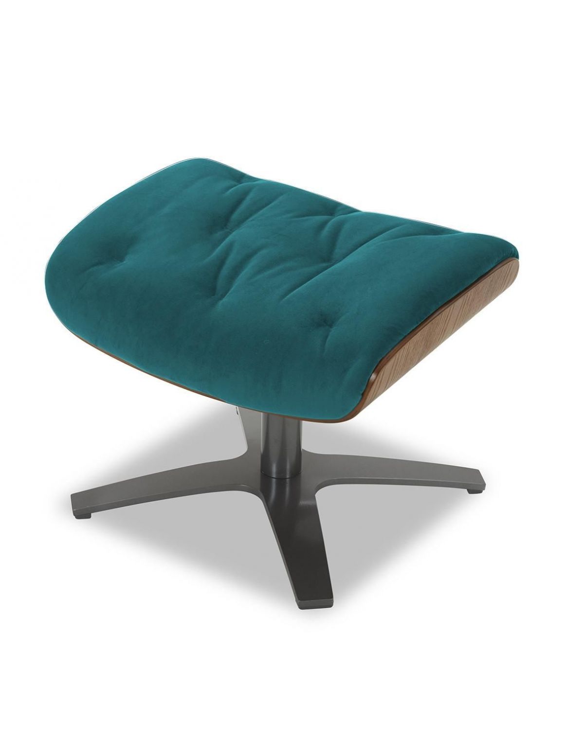 Fabric and Natural Oak Pouffe - Aludra