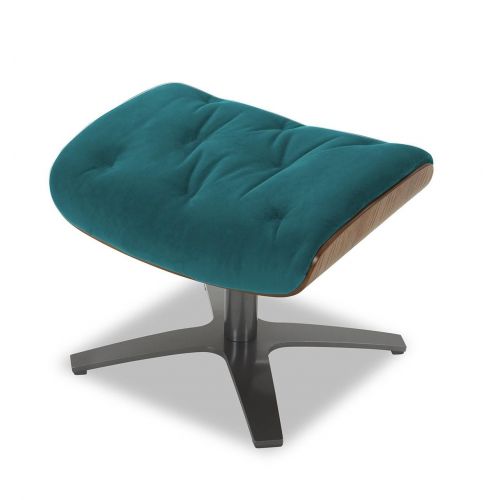 Fabric and Natural Oak Pouffe - Aludra