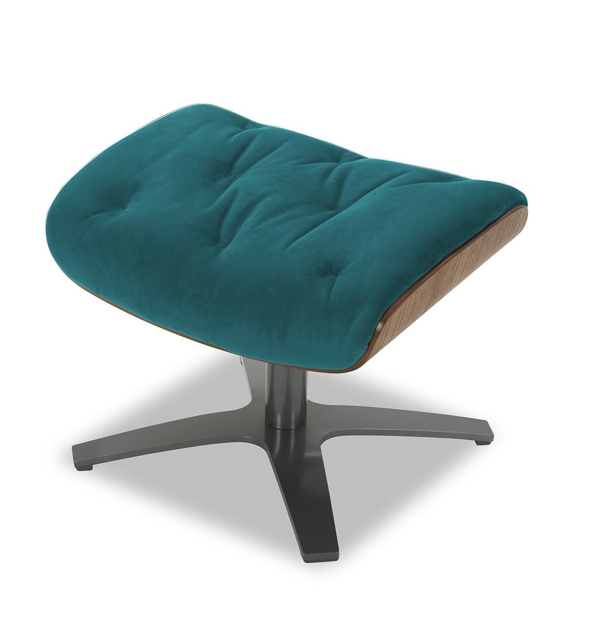 Fabric and Natural Oak Pouffe - Aludra