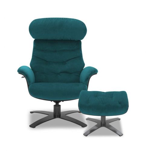 Pouf Tissu et Chêne Noir - Aludra