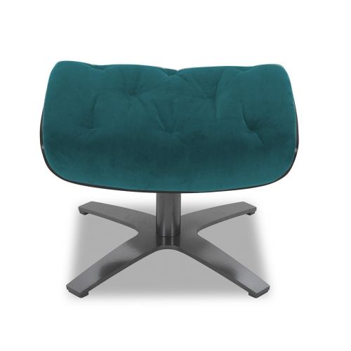 Fabric and Black Oak Pouffe - Aludra