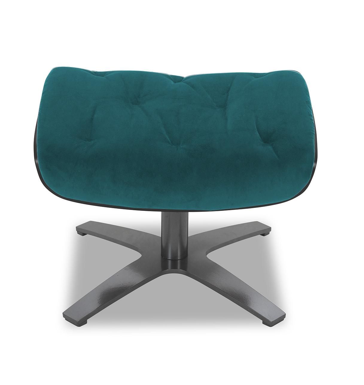 Fabric and Black Oak Pouffe - Aludra