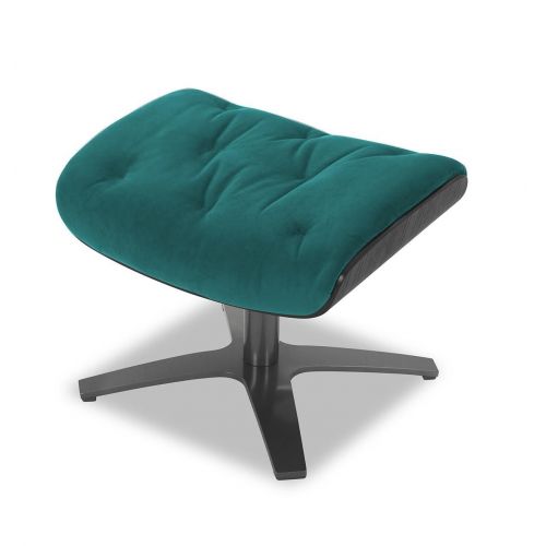 Fabric and Black Oak Pouffe - Aludra