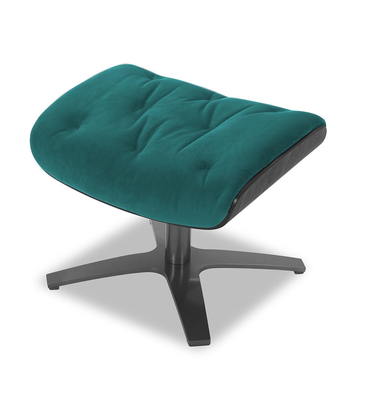 Fabric and Black Oak Pouffe - Aludra