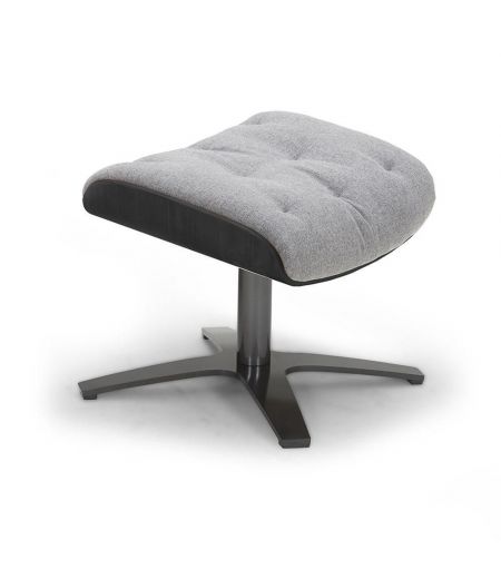 Pouf en Tissu ou Velours et Chêne Noir - Aludra - Gris