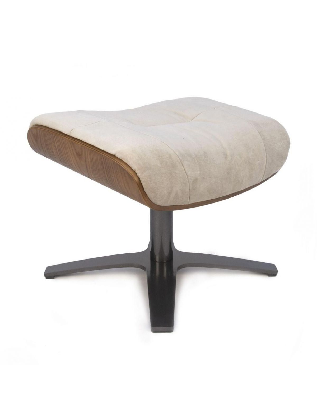 Pouf Tissu ou Velours et Chêne Naturel - Véga