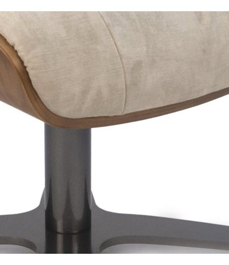 Pouf Tissu ou Velours et Chêne Naturel - Véga